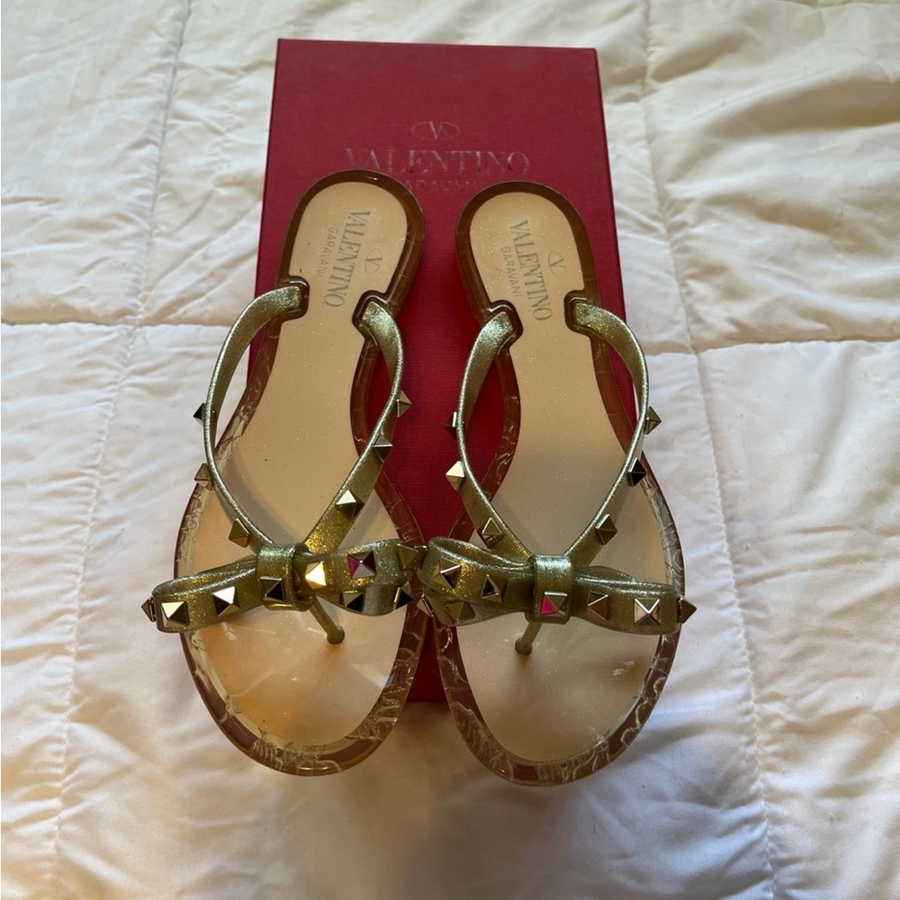 VALENTINO stud pvc bow sandals